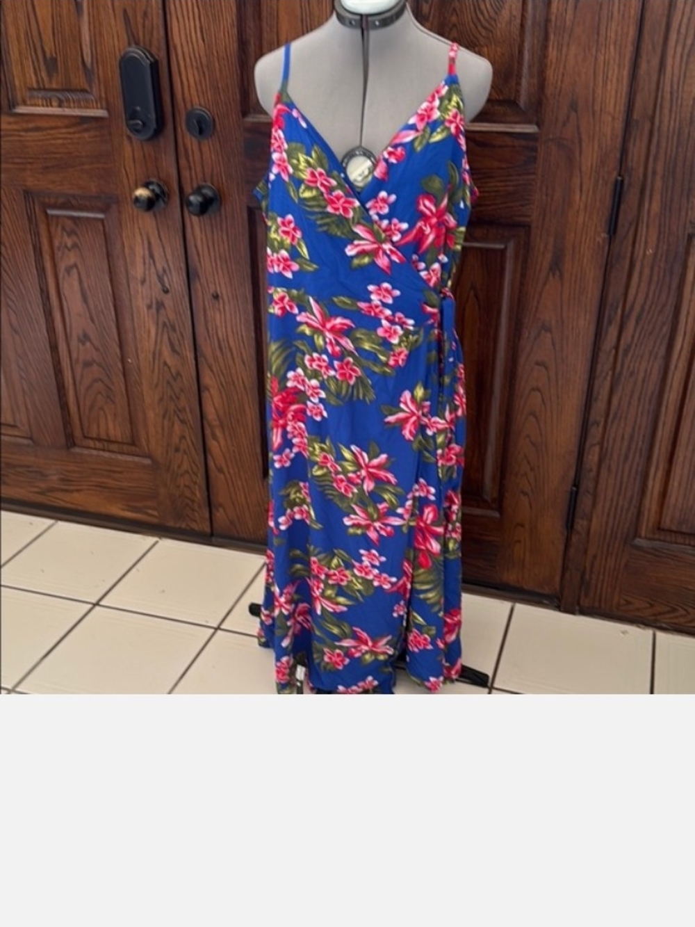 Tommy Hilfiger Gently Used  Blue Floral Maxi Wrap Dress